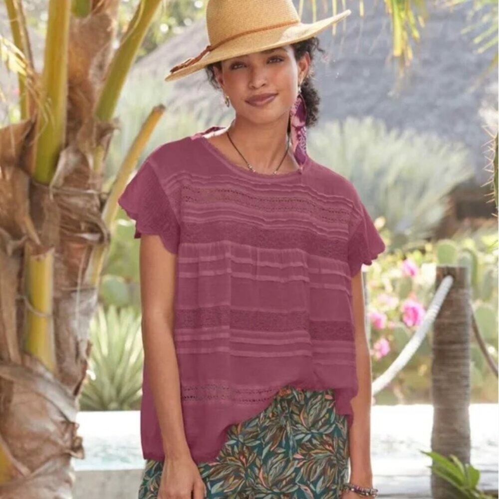 Sundance Aria Lace Blouse in Hibiscus Pink